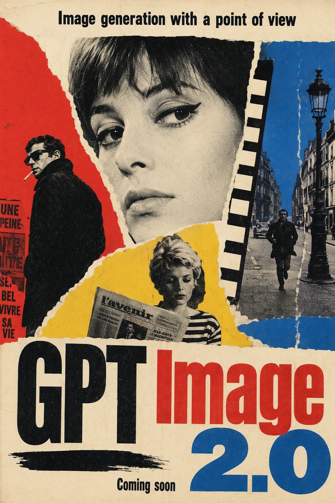 Retro French New Wave style movie poster